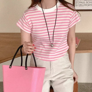 Striped short-sleeved T-shirt