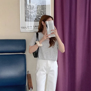 Cropped short-sleeved knit