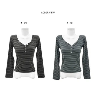 Kiki Striped Button T-shirt - 2 colors