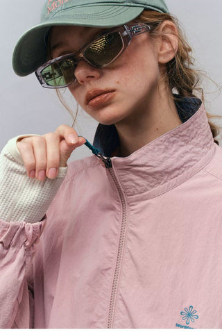 [Monterest] Water-Resistant Contrast Collar Zip Jacket
