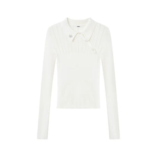 [NOTAWEAR] Asymmetric Polo Knit Top Slim  Fit