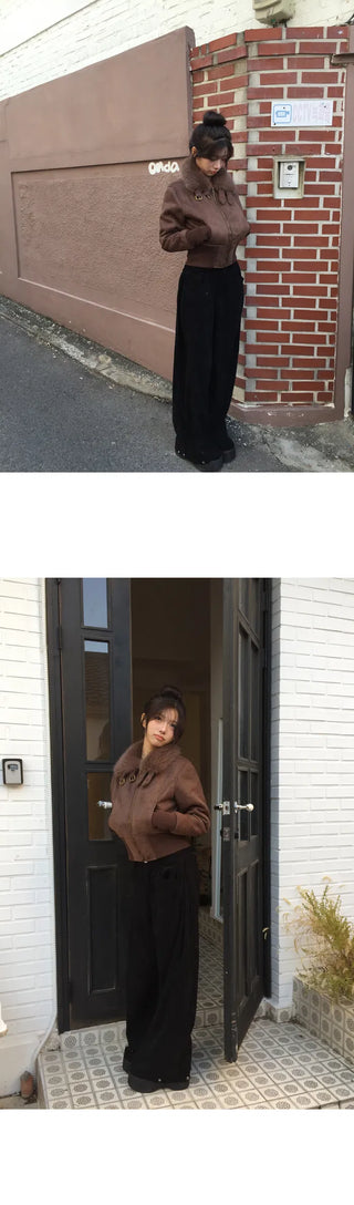 Model Recommendation: Elin Crop Banding Fur Shearling Jacket