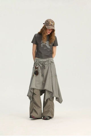 [Monterest] A-Line Patchwork Sweat Skirt