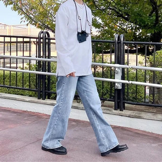 Straight denim pants