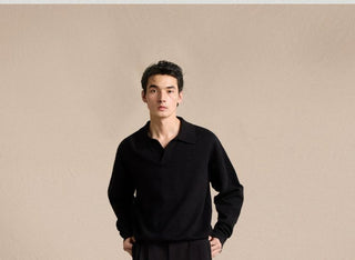[CULTUM] Relaxed Fit Cotton Knit Polo Sweater