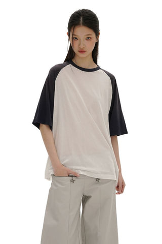 [moromoro2] Ultra Thin Contrast Raglan Sleeve  T-Shirt