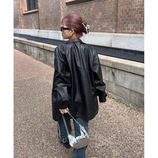 Loose leather jacket