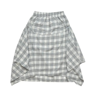 (1 color) Check Asymmetrical Skirt