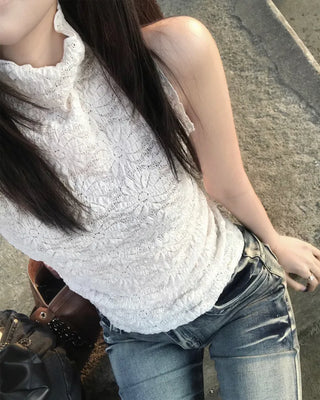 lace flower half sleeveless (3color)