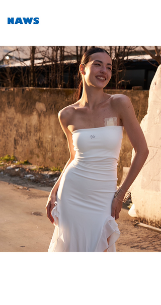[NOTAWEAR] Irregular Ruffle Strapless Dress