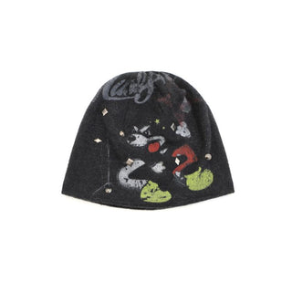 [MASONPRINCE] Studded Bear Print Knit Beanie
