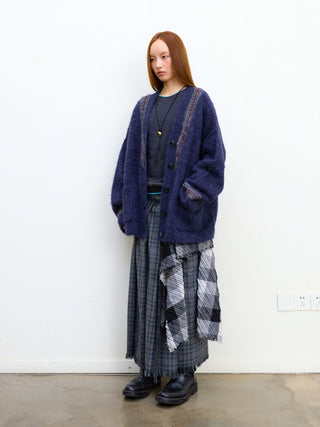 [NeverSeez] Two-Tone Jacquard Knit Cardigan