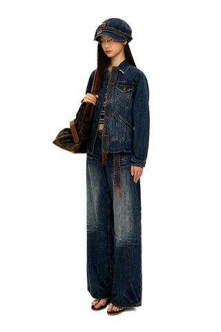 [Moromoro2] Washed Denim Fringe  Collection