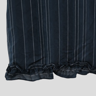 Flower button stripe border short-sleeved blouse