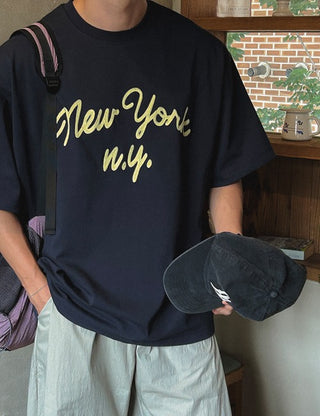 New York embroidered short-sleeve T-shirt (5 colors)