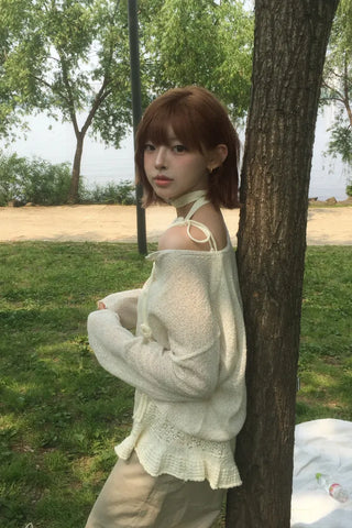 Rose Knit Summer Knitwear Layered ops-3color