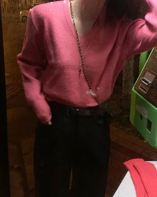 [U-neck/V-neck] 2 types of standard basic knitwear