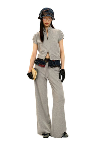 [Moromoro2] Denim Newsboy Cap with Plaid  Bow