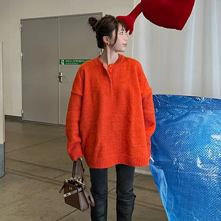 Button-up loose knit
