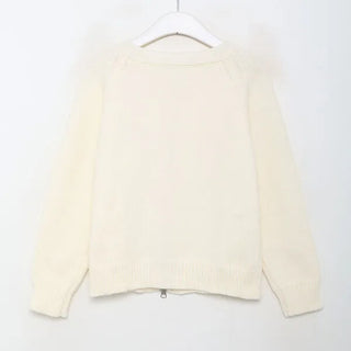 Round knit zip-up