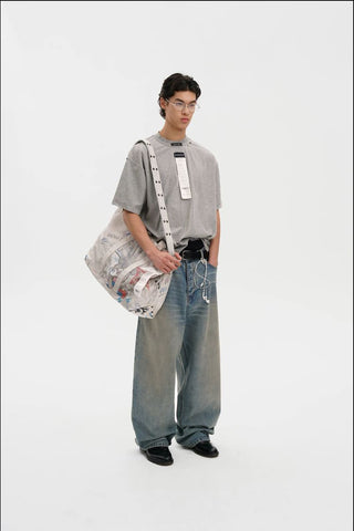 [MASONPRINCE] Receipt Tag Raw Edge Short Sleeve T-Shirt