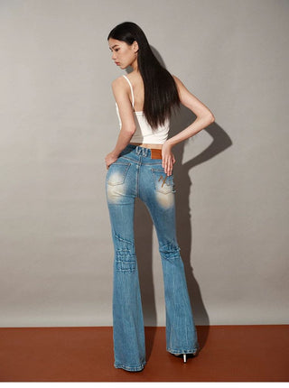 [NOTAWEAR] High-Waist Washed Slim Flare  Jeans