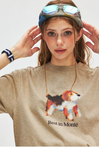 [Monterest] Ink Print Crewneck Cotton T-Shirt