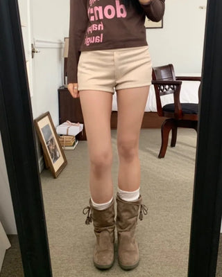 suede banding shorts