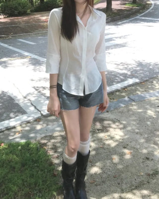 roll up denim shorts