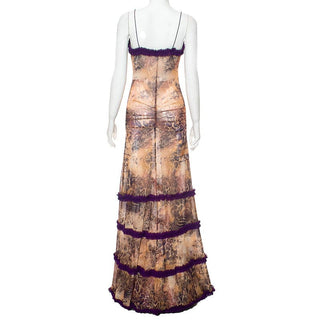 Ruffle spaghetti strap sheer mesh irregular slit maxi dress