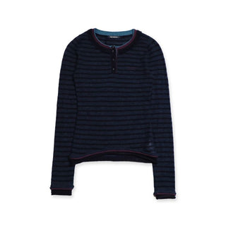 [Moromoro2] Striped Mesh Lace Knit Set