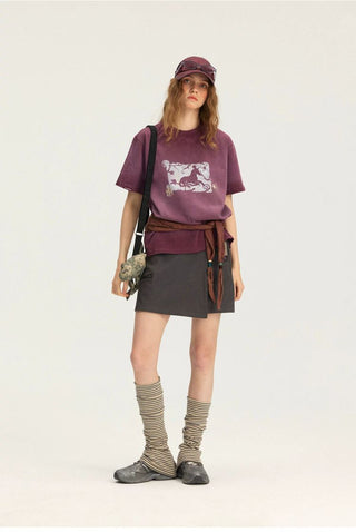 [Monterest] Unicorn Print Washed Cotton T-Shirt