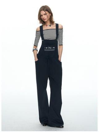 [NECY] Graphic Heart Ribbon Overalls