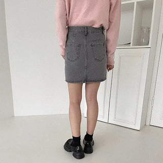 H-line denim mini skirt