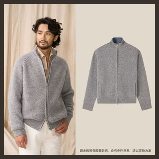 [CULTUM] Wool Stand Collar Double Zip Cardigan