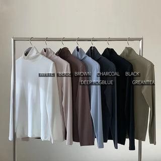 (Slim Fit/Basic Fit) Turtleneck T-Shirt - 7 Colors