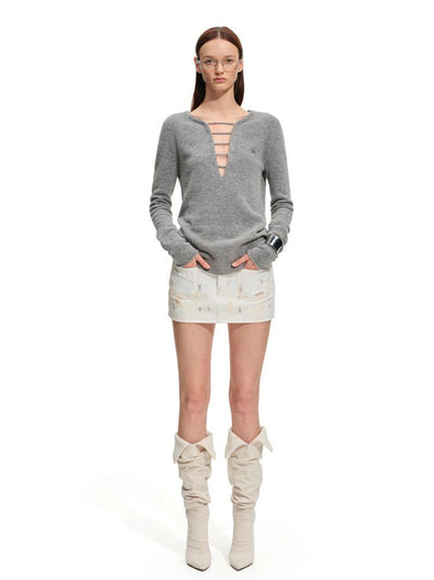 [NOTAWEAR] Alpaca Wool Blend Deep V-Neck  Sweater