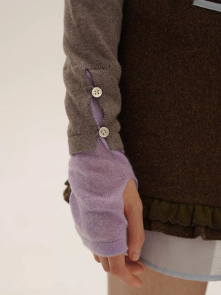 [Moromoro2] Asymmetric Collar Layered Knit  Sweater