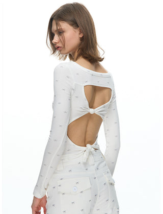 [NECY] Ribbon Allover Cutout Knot T