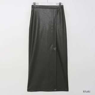 Leather maxi slit skirt