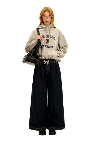 [Moromoro2] Preppy Badge Embroidered T-Shirt /  Hoodie