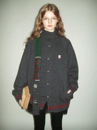 [Moromoro2] Rabbit Embroidered Contrast  Knit