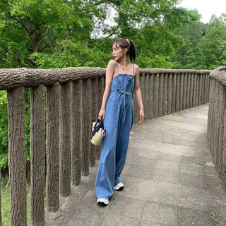 Denim bustier jumpsuit