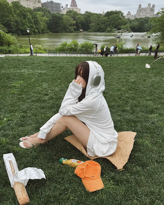 Soft towel hooded parka & training pants set
