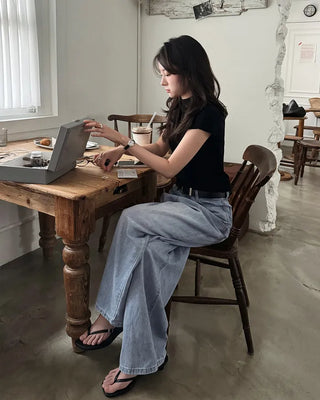 Summer wide denim pants