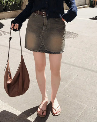 Vintage Wash Denim Skirt