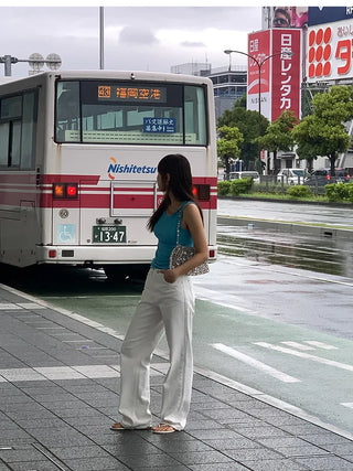 Ribbed round sleeveless top