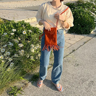 Straight denim pants