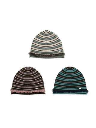 [Moromoro2] Striped Lace-Up Cold Hat