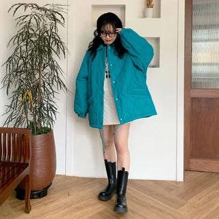 Oversized quilted down jacket